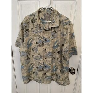 Margaritaville Hawaiian Shirt Mens XL Tropical Sailboats Beach Silk